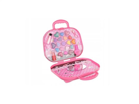 Παιδική παλέτα μακιγιάζ make up με σκιές και lip gloss σε βαλιτσάκι, 5.5x19x20 cm, Make up handbag