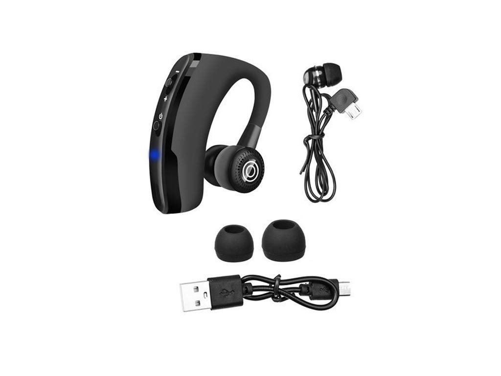 Ασύρματo Ακουστικό Bluetooth Handsfree με Μικρόφωνο και extra ακουστικό σε Μαύρο χρώμα