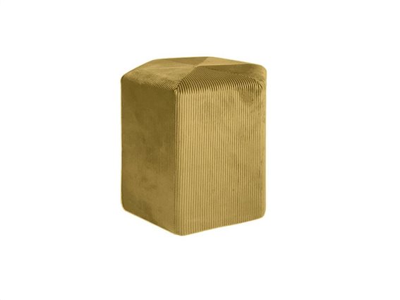 Aria Trade Πουφ Κάθισμα υφασμάτινο σκαμπό σε εξάγωνο σχήμα βελούδινο σε κίτρινο χρώμα 35x35x35 cm