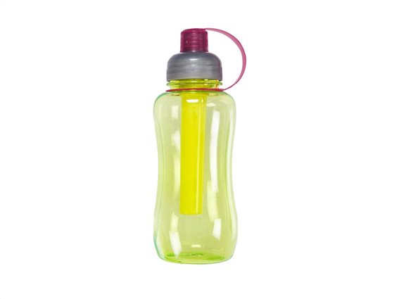Aria Trade Μπουκάλι Παγούρι Νερού 800ml με δοχείο για παγάκια 8x8.5x22cm Bottle with cooler Κίτρινο