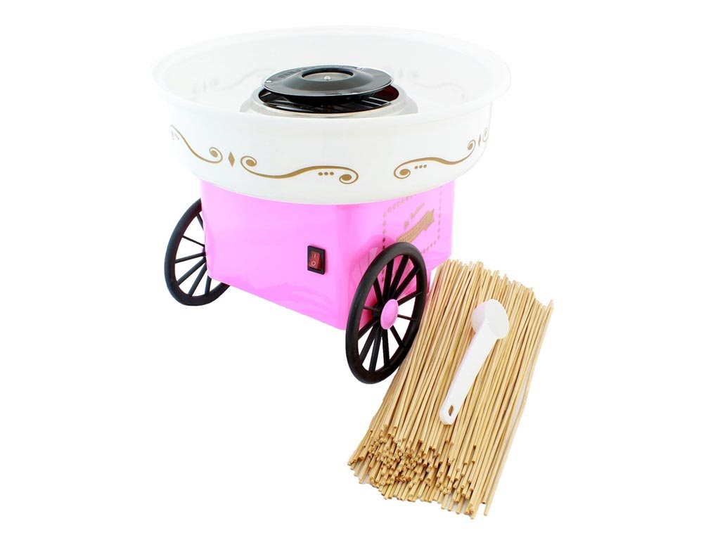 Συσκευή για Μαλλί της Γριάς 500W Candy Cotton Maker με 200 sticks σε Ροζ χρώμα, AG137B