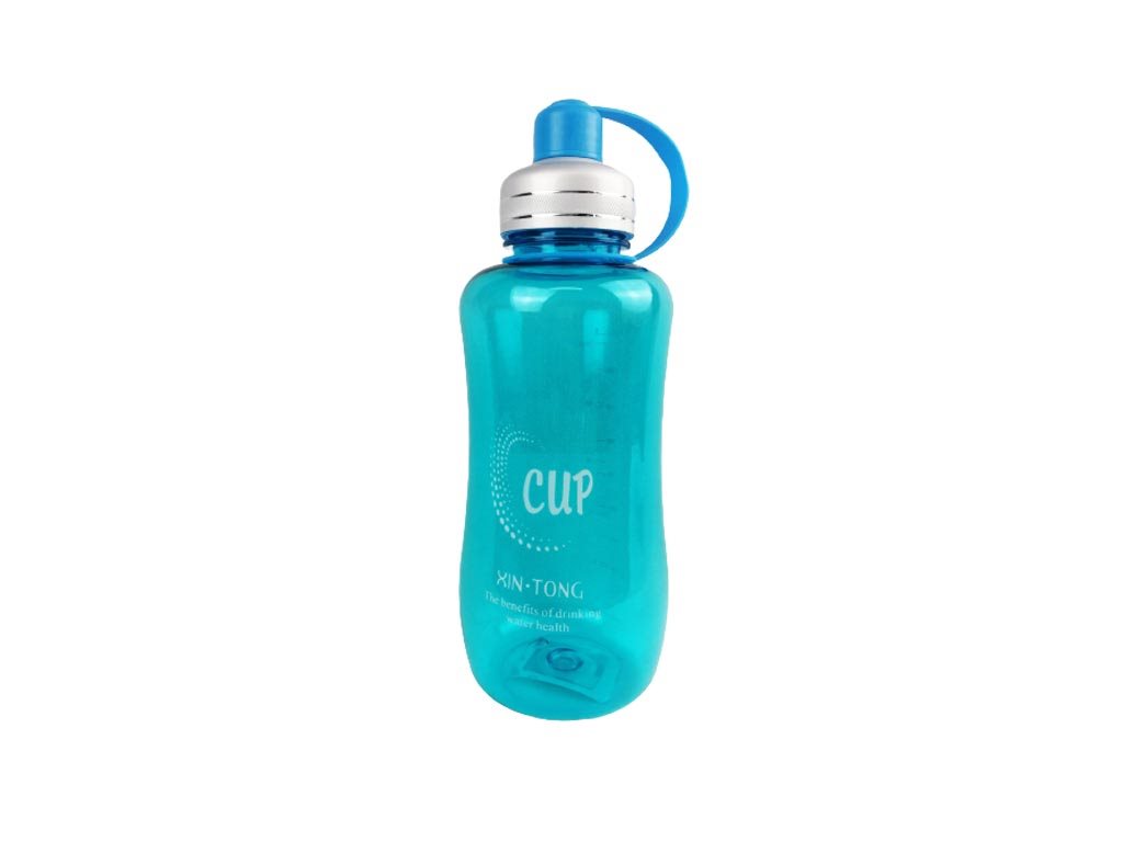 Μπουκάλι Παγούρι Νερού Διάφανο με καπάκι ασφαλείας 1500ml σε μπλε χρώμα, 9x28 cm