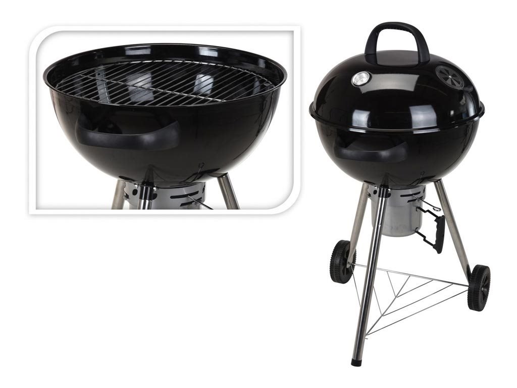Φορητή Ψησταριά Μπάρμπεκιου Barbeque Κάρβουνου με Ροδάκια και καπάκι, 57x100 cm, BBQ grill