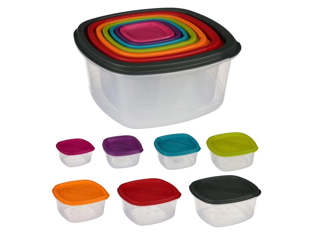 Aria Trade Δοχείο Φαγητού Πλαστικό 7τμχ σε διάφορα μεγέθη και χρώματα Square boxes set