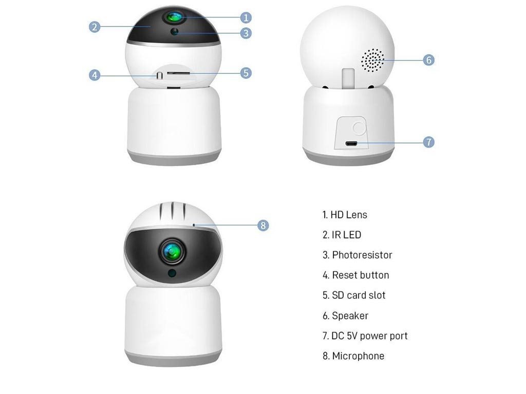 Κάμερα IP Ασφαλείας με Wi Fi 1080 pixels σε Λευκό χρώμα, 4.5x8x10.5 cm