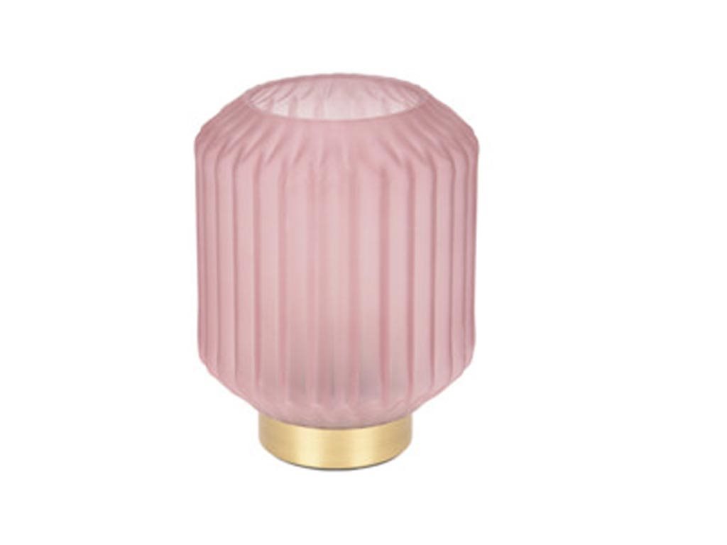 Επιτραπέζιο Διακοσμητικό Φωτιστικό από Γυαλί με Χρυσή βάση και λάμπα Led 16cm, Decorative Lamp Ροζ