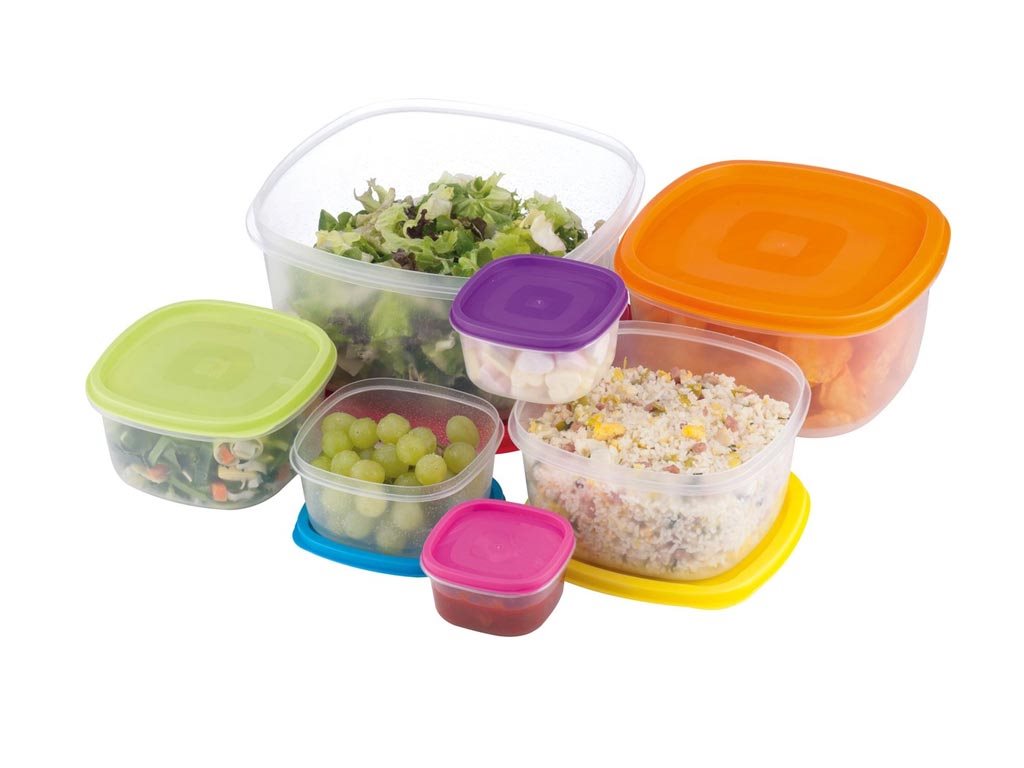 Σετ Πλαστικά Φαγητοδοχεία 14 τεμαχίων με χρωματιστά καπάκια, Storage box food