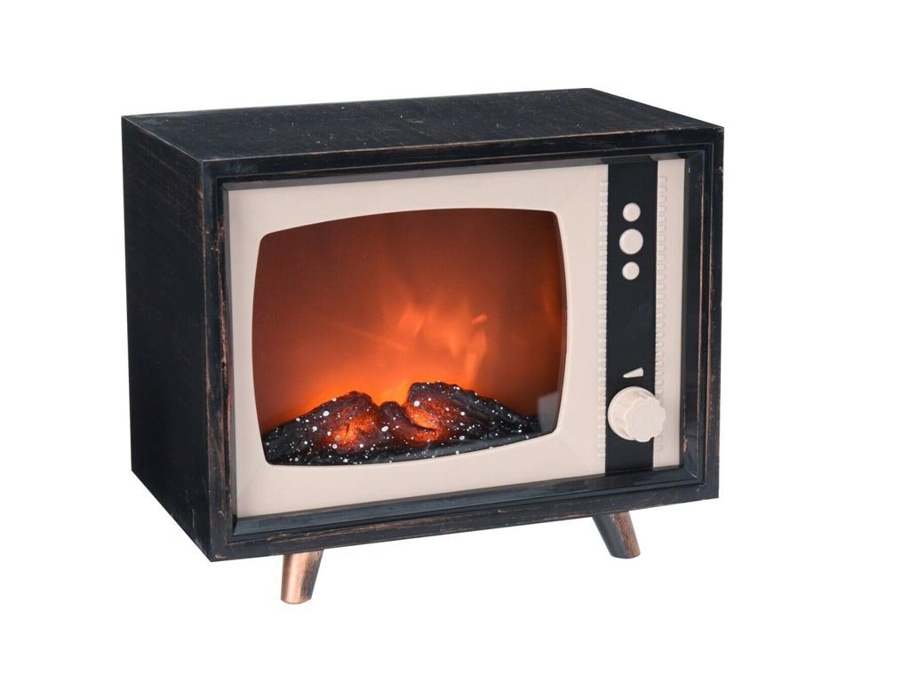 Διακοσμητικό Φωτιστικό σε σχήμα τηλεόρασης με LED απομίμηση τζάκι, 13x22x18 cm