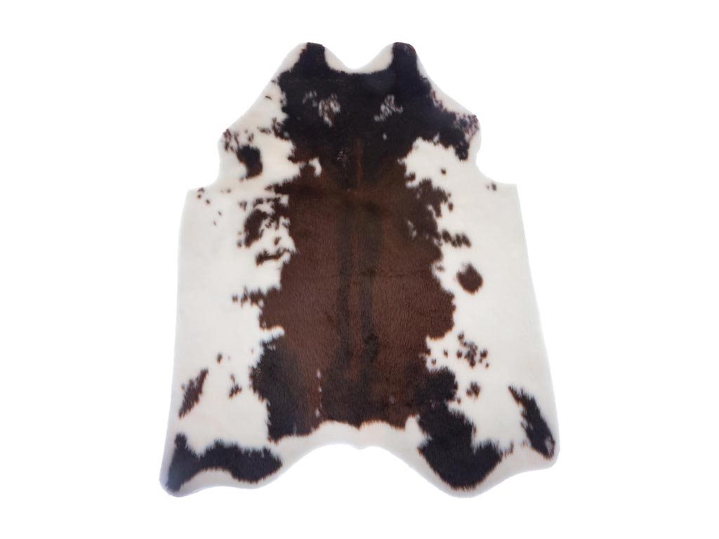 Διακοσμητικό Χαλί με Faux γούνα σε λευκό και καφέ χρώμα, 100x94x2 cm, Cow carpet