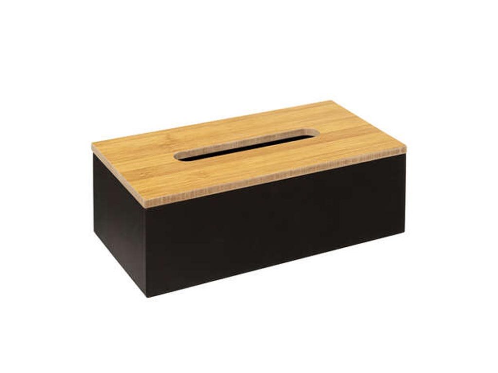 Δοχείο οργάνωσης για χαρτομάντηλα με βάση σε Μαύρο χρώμα και καπάκι 25x13x9 cm, Tissue box
