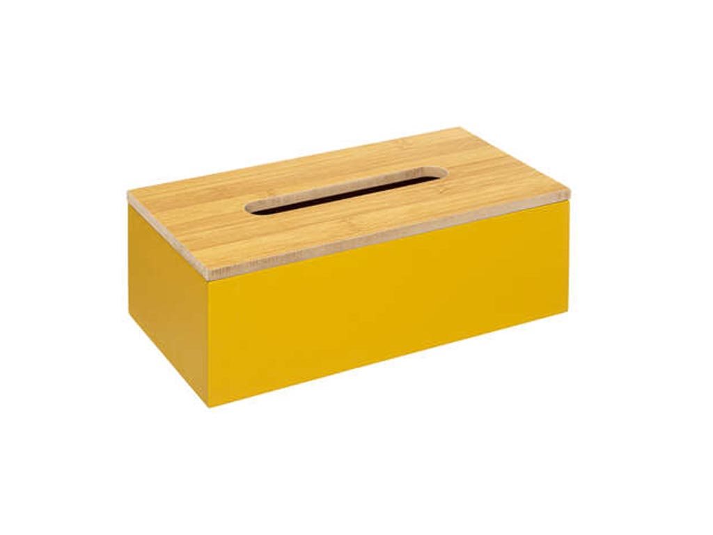 Δοχείο οργάνωσης για χαρτομάντηλα με βάση σε χρώμα Μουσταρδί χρώμα και καπάκι 25x13x9 cm, Tissue box