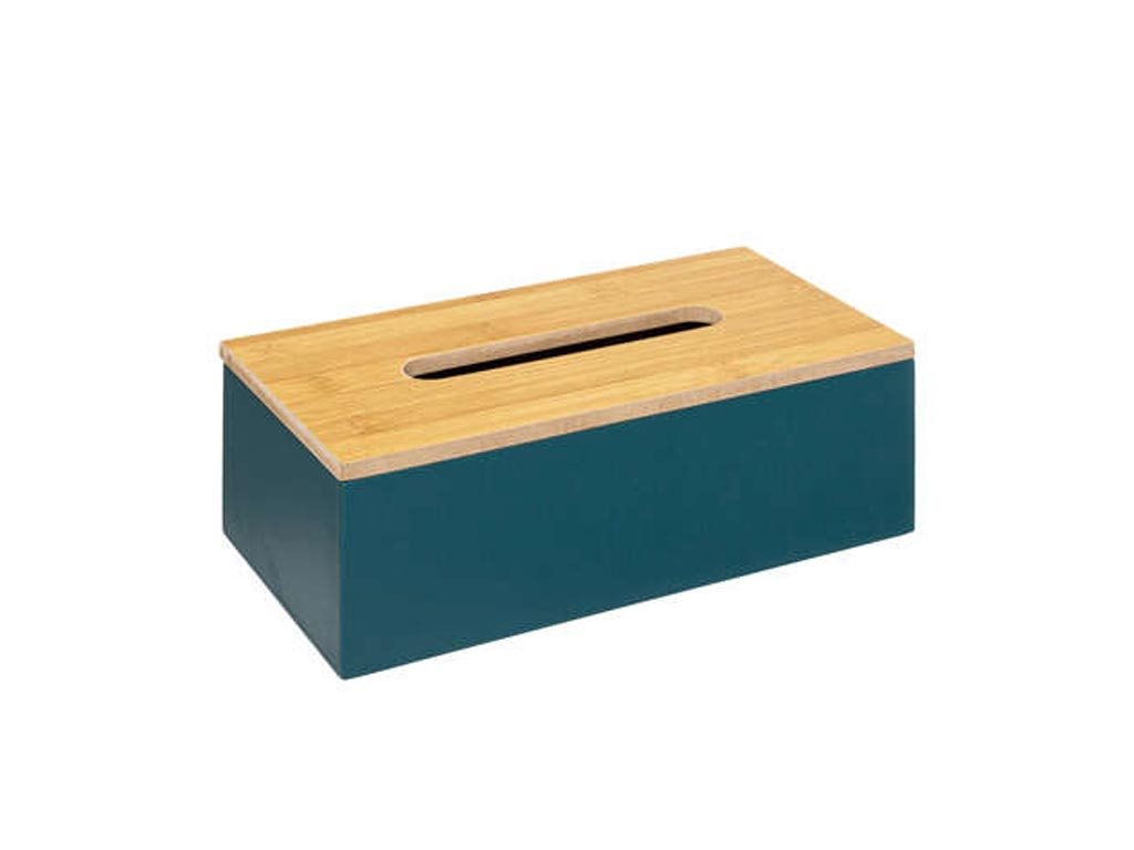 Δοχείο οργάνωσης για χαρτομάντηλα με βάση σε Πετρόλ χρώμα και καπάκι 25x13x9 cm, Tissue box