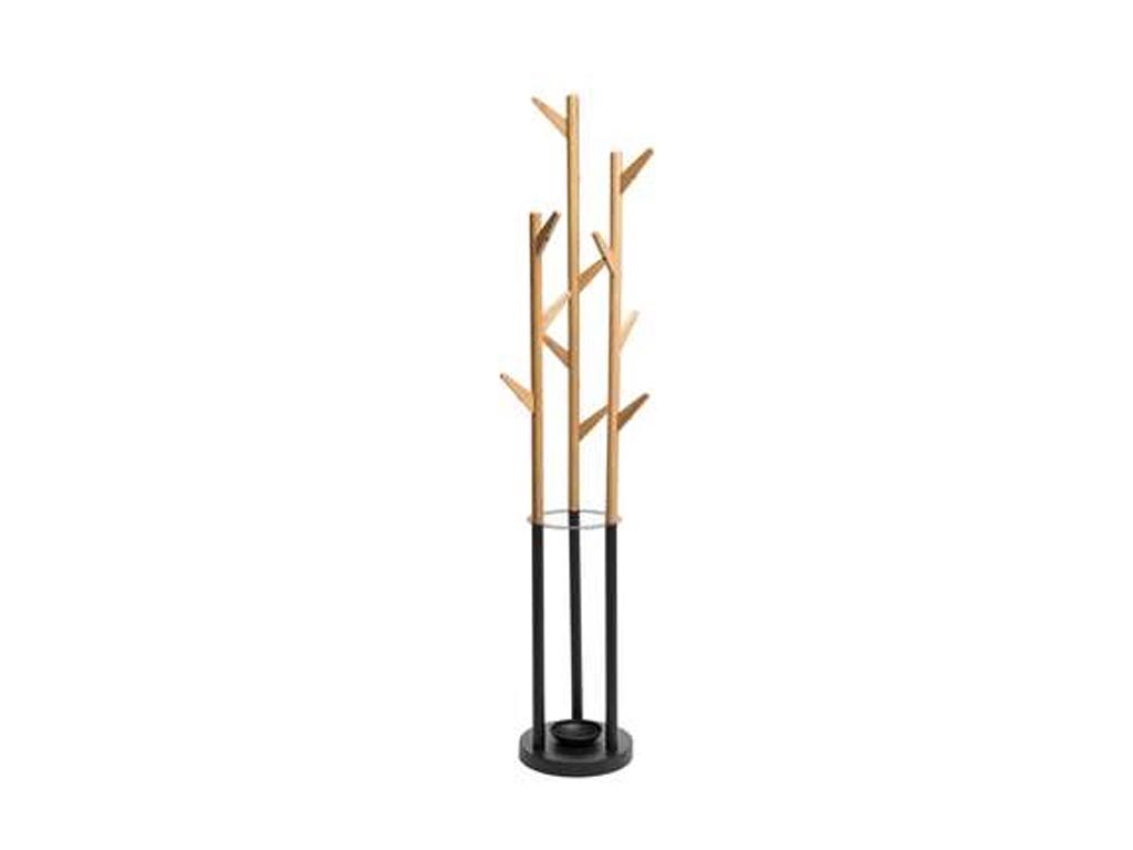 Μεταλλικός Καλόγερος με Γάντζους από Bamboo και βάση για αποθήκευση ομπρελών, 38x38x174 cm