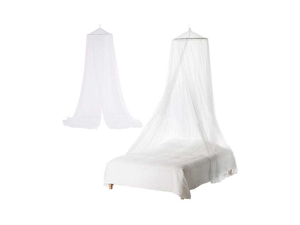 Κουνουπιέρα για Μονό Κρεβάτι με Στεφάνι και Γάντζο σε Λευκό χρώμα, 60x220x360 cm