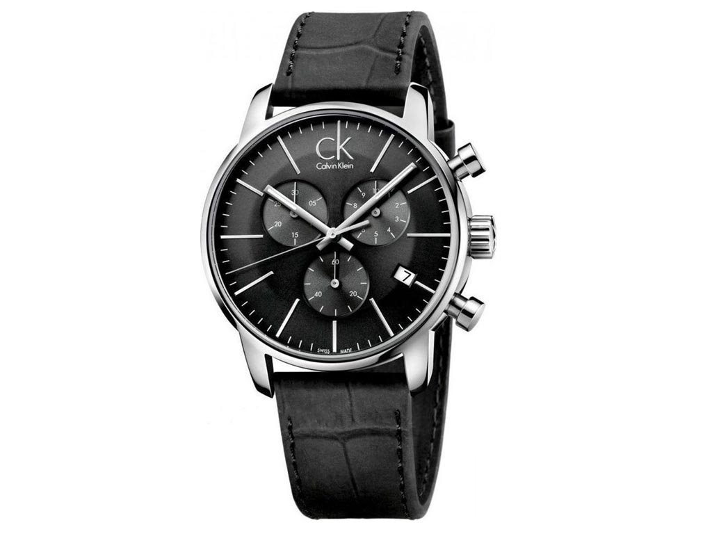Calvin Klein Ανδρικό Ρολόι χειρός με δερμάτινο λουράκι και χρονογράφους σε μαύρο χρώμα, K2G271C3