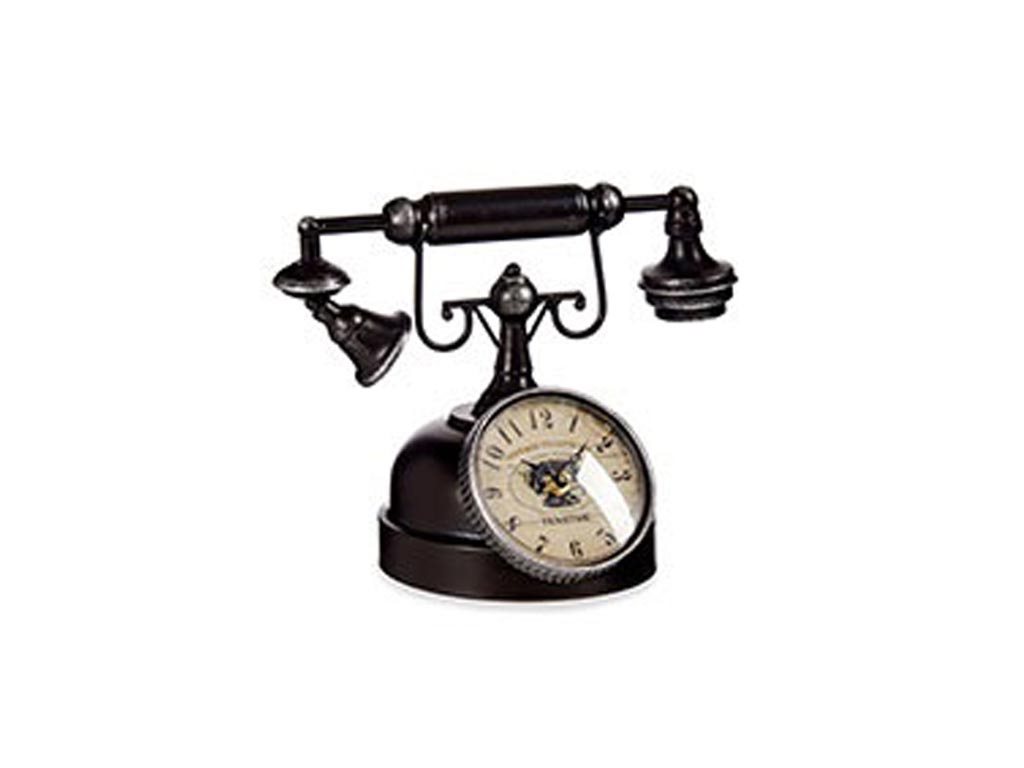 Διακοσμητικό Μεταλλικό Vintage Ρολόι σε σχήμα τηλεφώνου, 29x20x22.5 cm Μαύρο