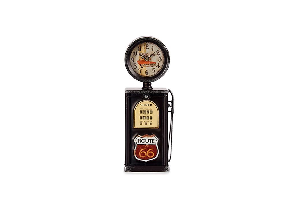 Διακοσμητικό Μεταλλικό Vintage Ρολόι Σε Σχήμα αντλίας βενζίνης, 11.8x8.5x35 cm Μαύρο