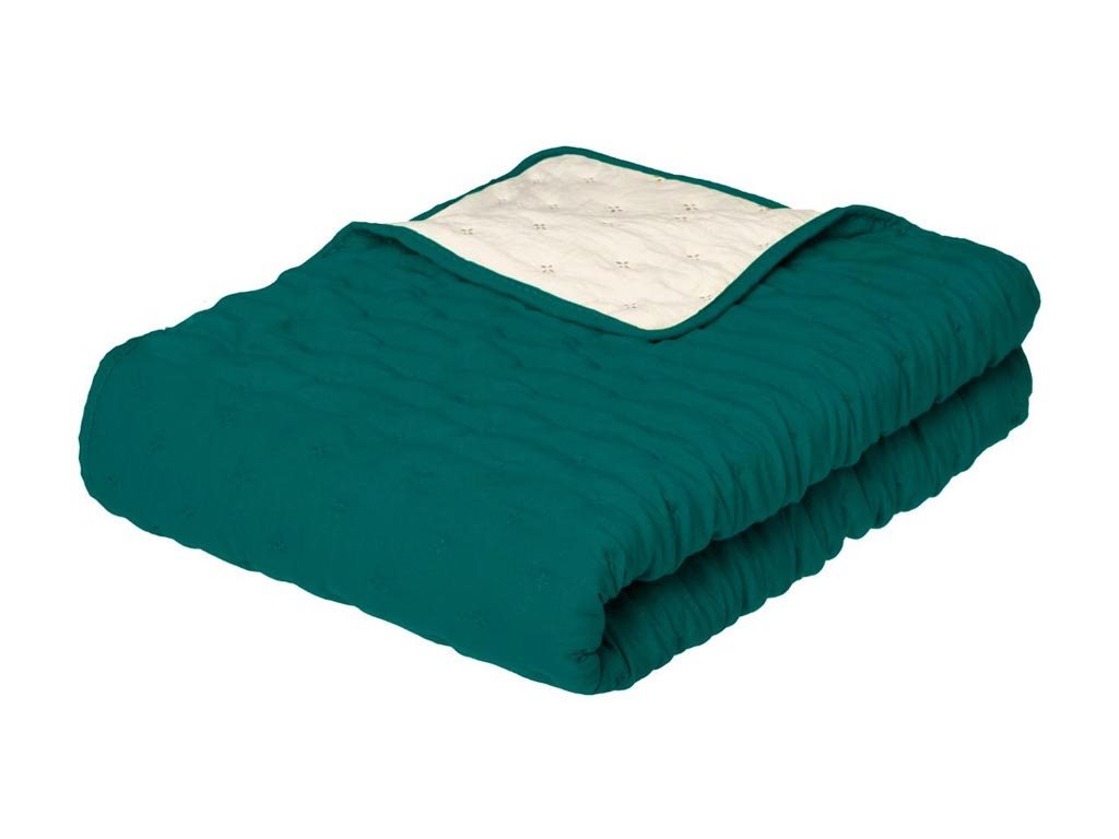 Διπλό Κουβερλί Μονόχρωμο Διπλής όψης σε Πράσινο χρώμα, 240x260 cm, Bed cover