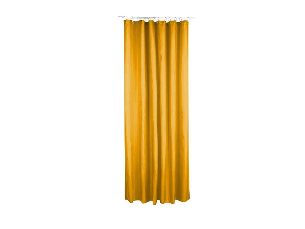Κουρτίνα Μπάνιου με κίτρινο χρώμα και κρίκους, 180x200 cm