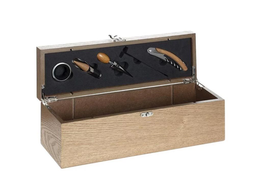 Σετ Αξεσουάρ Κρασιού 5 τεμαχίων σε κουτί αποθήκευσης, sommelier box, 35.8x11x12.1cm