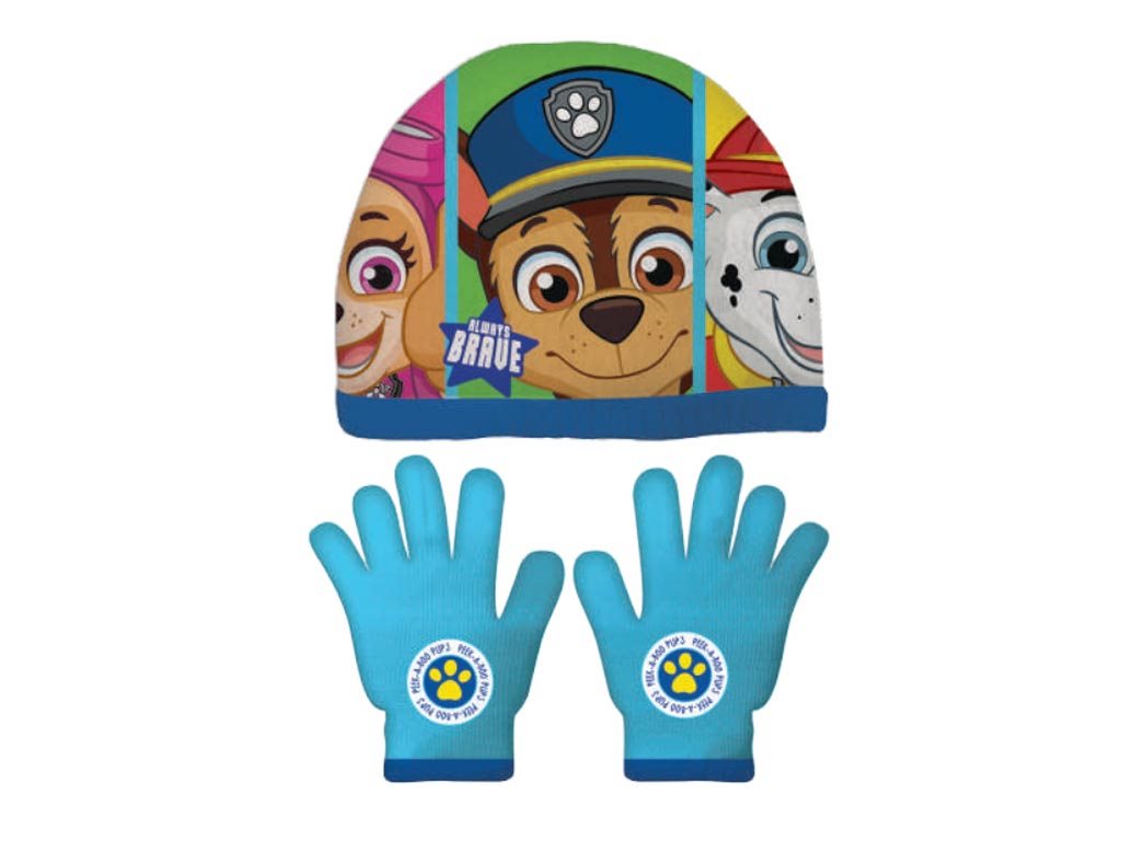 Paw Patrol Παιδικό Σετ Σκουφάκι One Size με Γάντια, σε Μπλε χρώμα