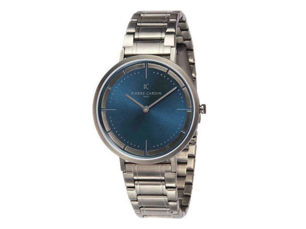 Pierre Cardin Belleville Ανδρικό Ρολόι Χειρός με Μπλε Καντράν και Ασημί Μπρασελέ, CBV.1033