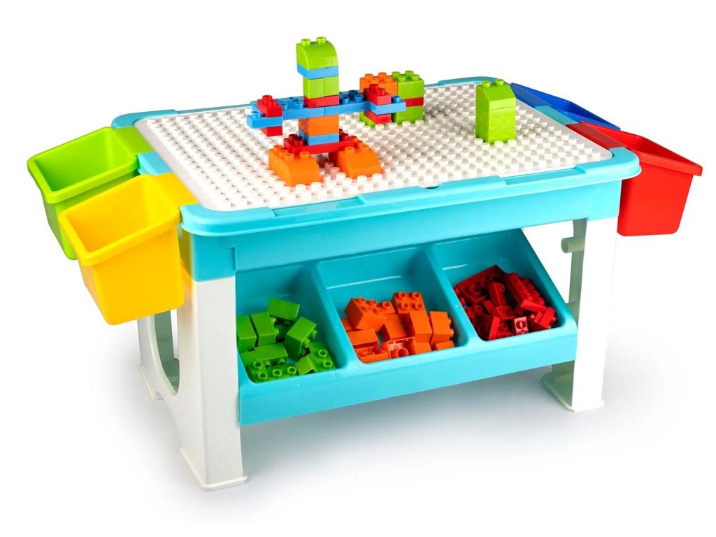 Eddy Toys Παιδικό Τραπέζι Παιχνιδιών Κατασκευής Τουβλάκια 69 τεμαχίων από Πλαστικό, 26676