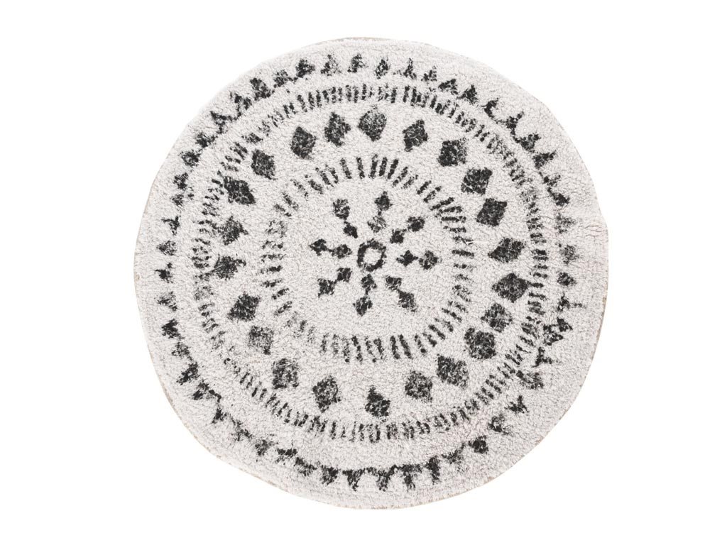 Στρογγυλό Χαλί Μπάνιου Βαμβακερό με Γεωμετρικά σχέδια, διάμετρου 70 cm Σχέδιο 1