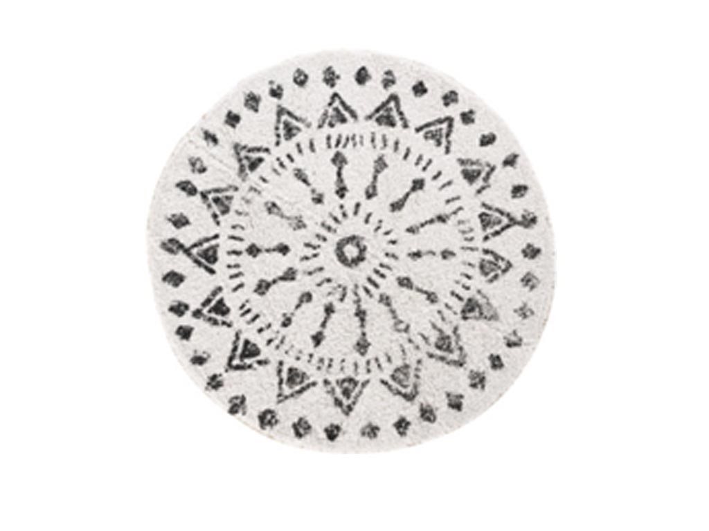 Στρογγυλό Χαλί Μπάνιου Βαμβακερό με Γεωμετρικά σχέδια, διάμετρου 70 cm Σχέδιο 2