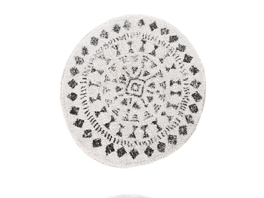 Στρογγυλό Χαλί Μπάνιου Βαμβακερό με Γεωμετρικά σχέδια, διάμετρου 70 cm Σχέδιο 3