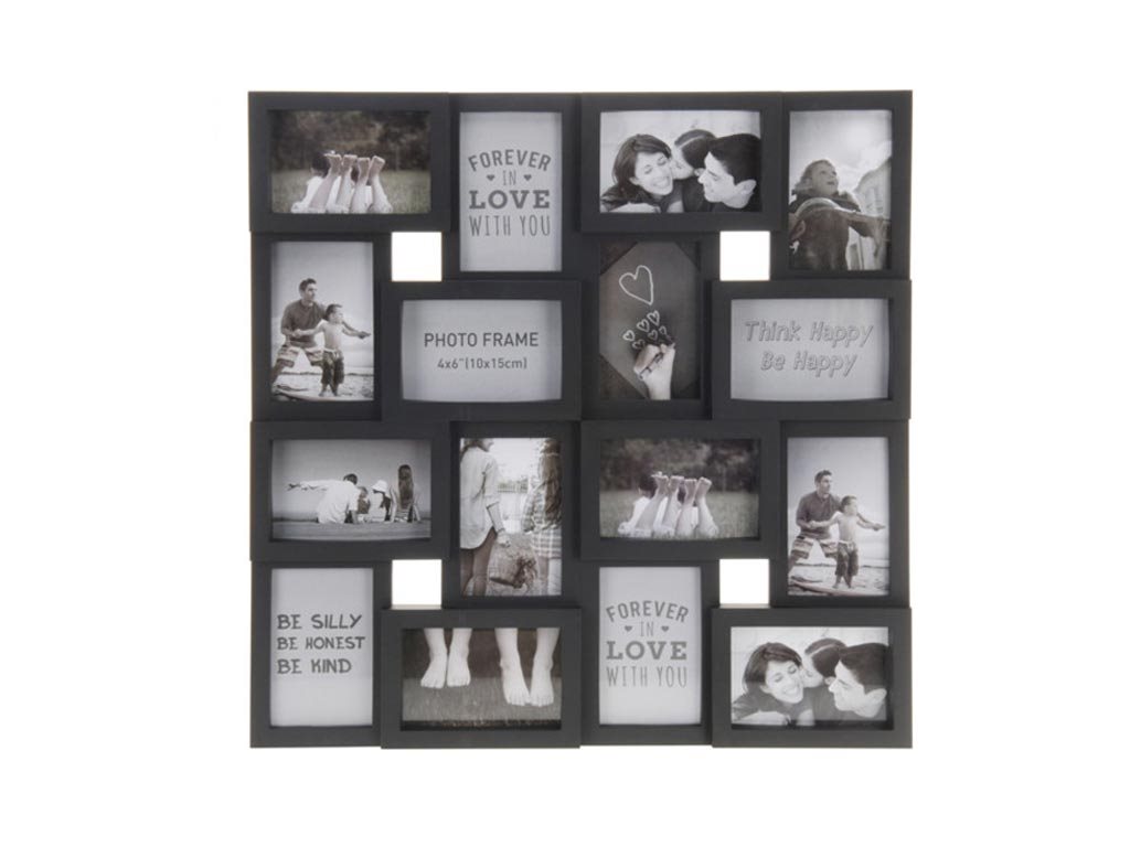 Πολυκορνίζα Κορνίζα Τοίχου για 16 φωτογραφίες, 56.5x3x56.5 cm, Photo frame Μαύρο
