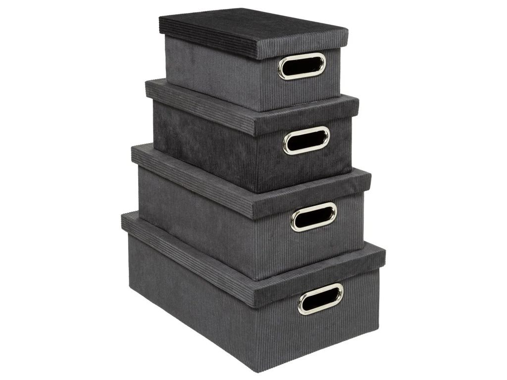 Σετ 4 Κουτιά Αποθήκευσης με καπάκι και βελούδινη υφή, Storage velvet boxes