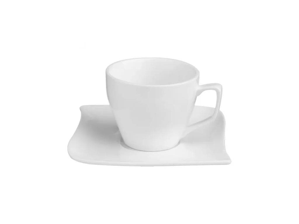 Φλυτζάνι Καφέ με Πιατάκι από πορσελάνη χωρητικότητας 90 ml σε Λευκό χρώμα