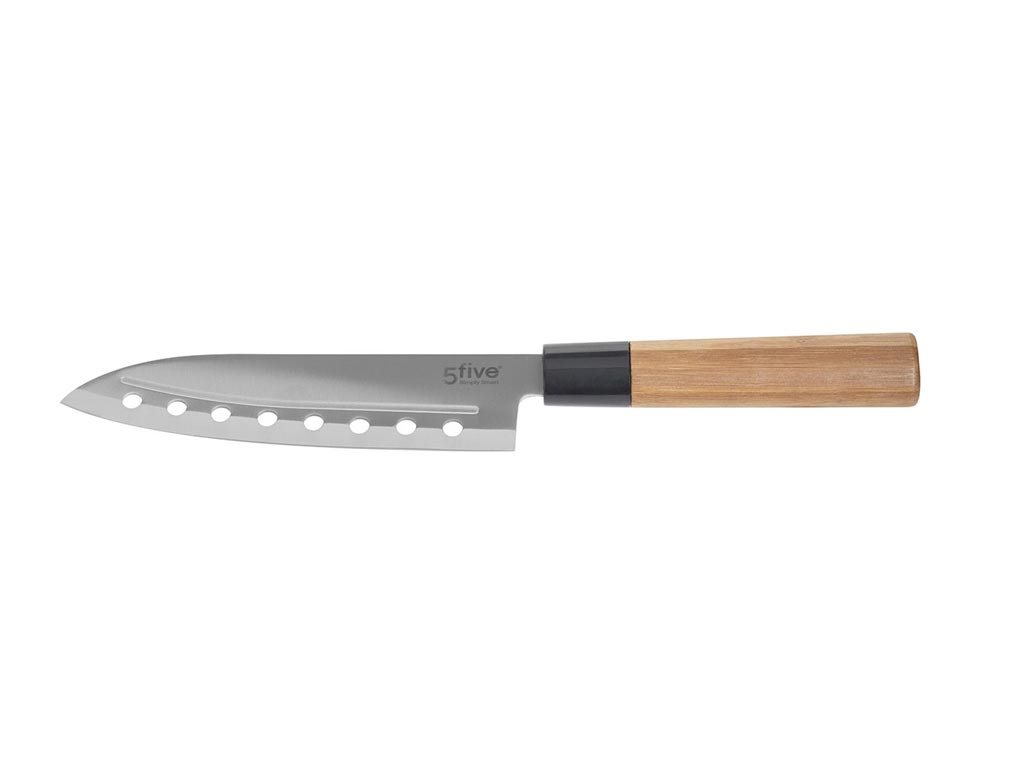 Μαχαίρι Santoku από ανοξείδωτο χάλυβα inox και ξύλινη λαβή Bamboo, 5x30.5x2.3 cm