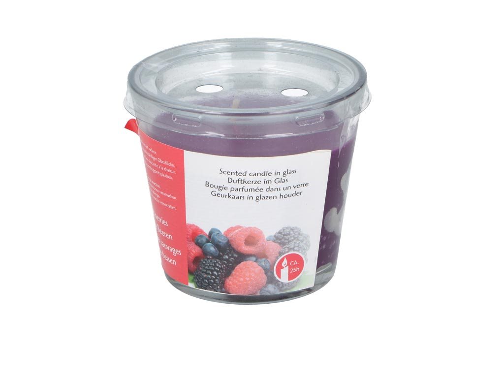 Αρωματικό Κερί Χώρου σε γυάλινο δοχείο διάρκειας 25 ωρών και 145gr, 8x8x8 cm Wild Berries