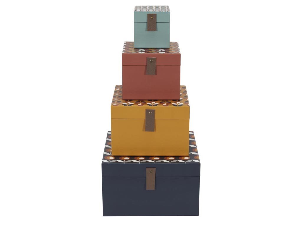 Σετ Χάρτινα Κουτιά Αποθήκευσης 4 τεμ σε διάφορα χρώματα, Vintage Storage Boxes