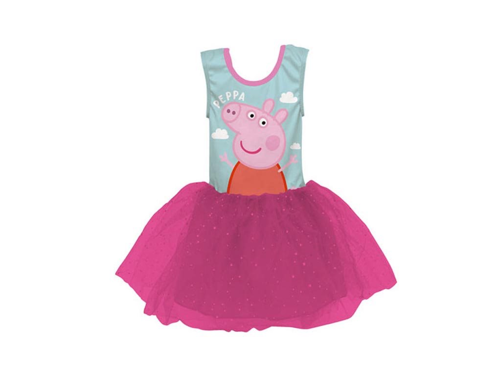 Παιδικό Κορμάκι Μπαλέτου με την Peppa σε Γαλάζιο χρώμα με Ροζ τούλι, Peppa Girl's Dress 2
