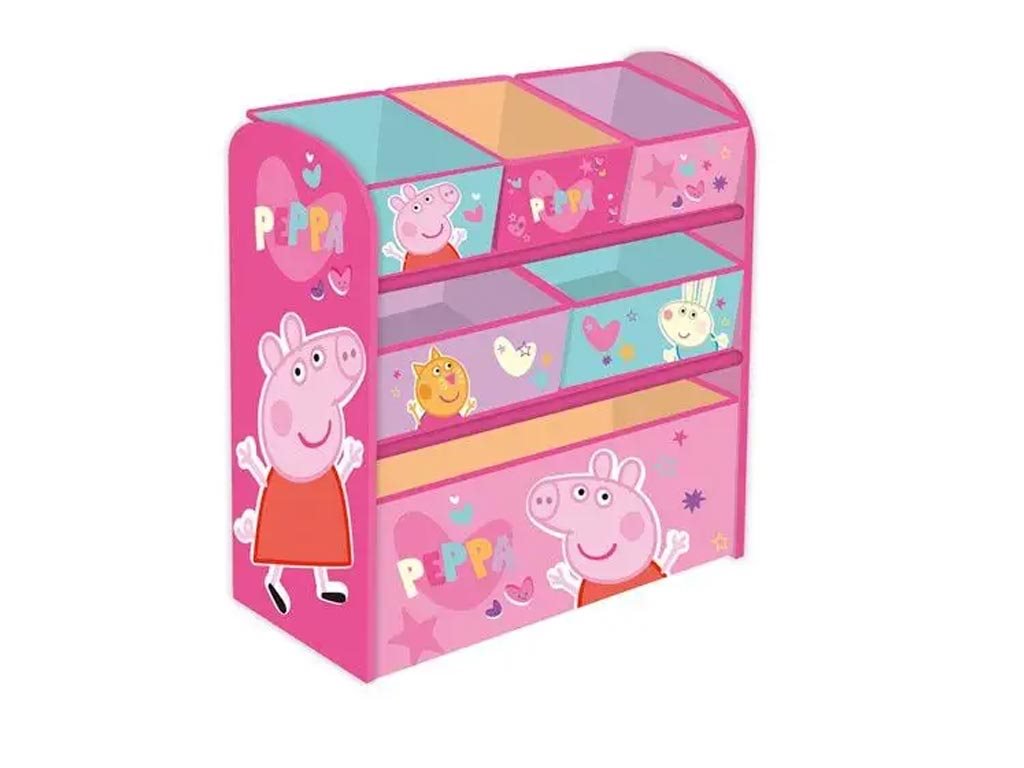 Ξύλινο Έπιπλο Αποθήκευσης Παιχνιδιών και Αντικειμένων με 6 Συρτάρια με Θέμα Peppa Pig, 66.5x30x67 cm