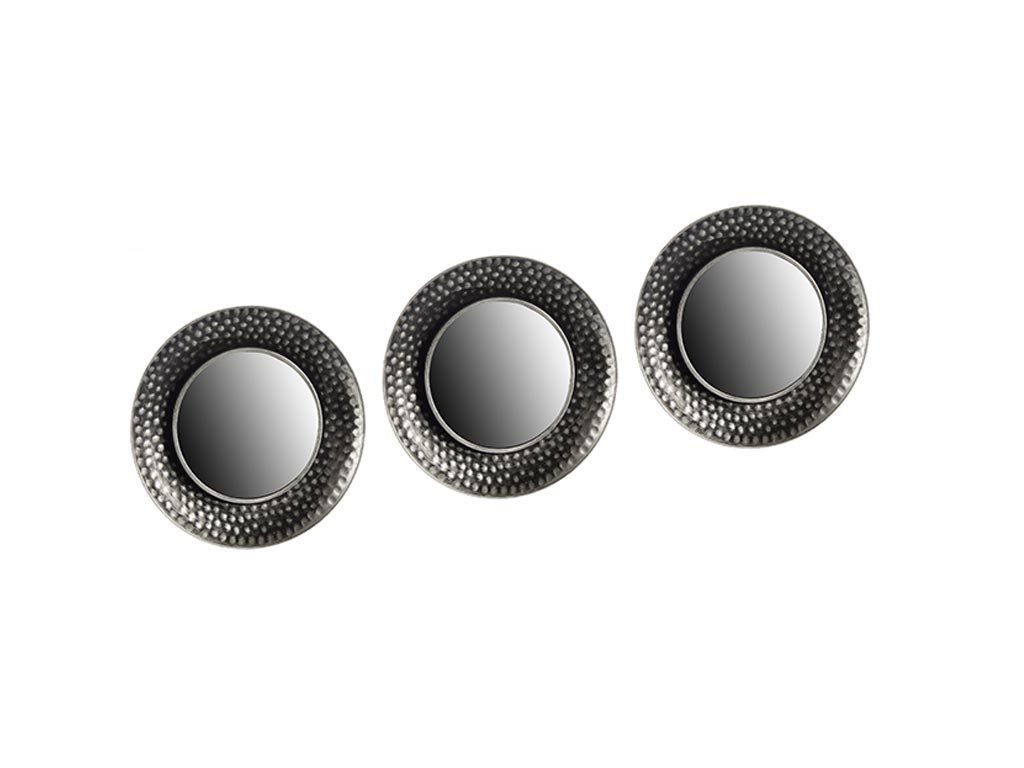 Σετ στρογγυλοί καθρέφτες 3 τεμαχίων, με ανάγλυφο πλαίσιο σε μαύρο χρώμα, 24.5x24.5x2 cm