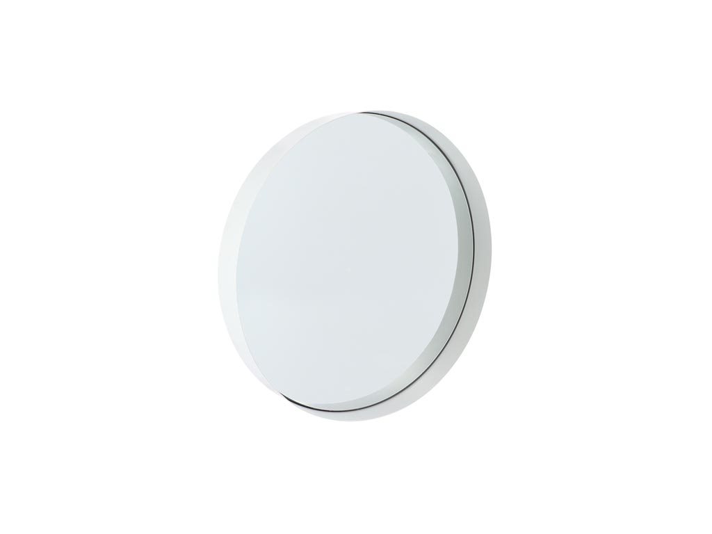 Επιτοίχιος Στρογγυλός Καθρέφτης Μπάνιου με Λευκό πλαίσιο, διαμέτρου 40 cm