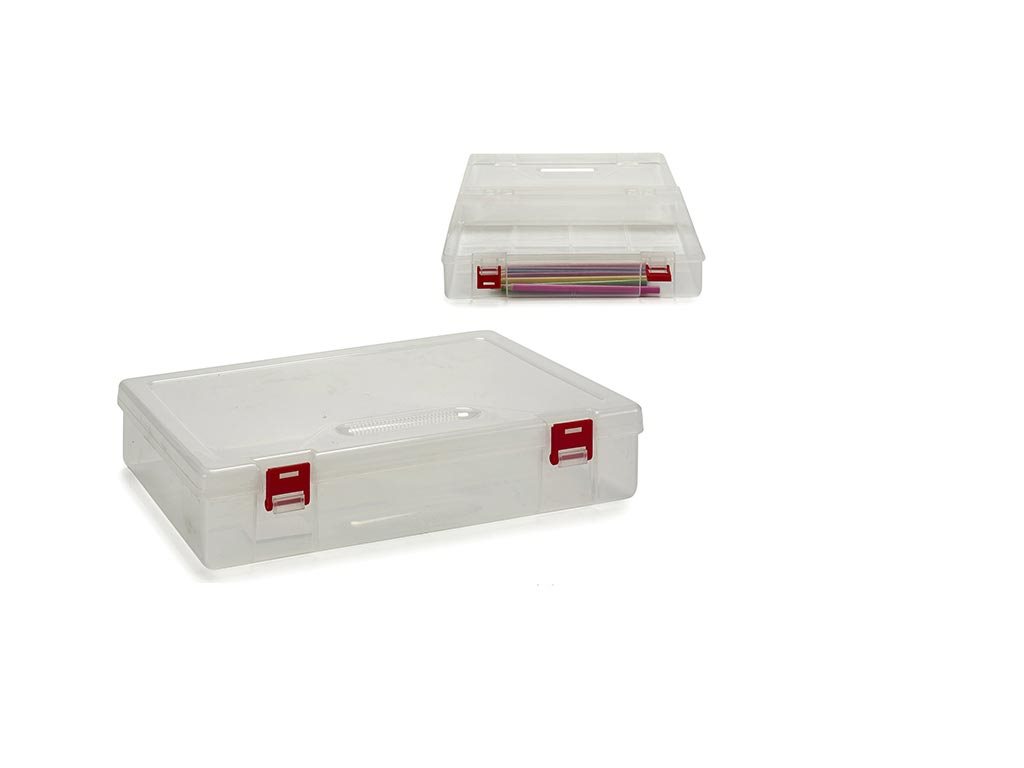 Διάφανο πλαστικό κουτί αποθήκευσης με κούμπωμα, 29x20x7 cm Κόκκινο