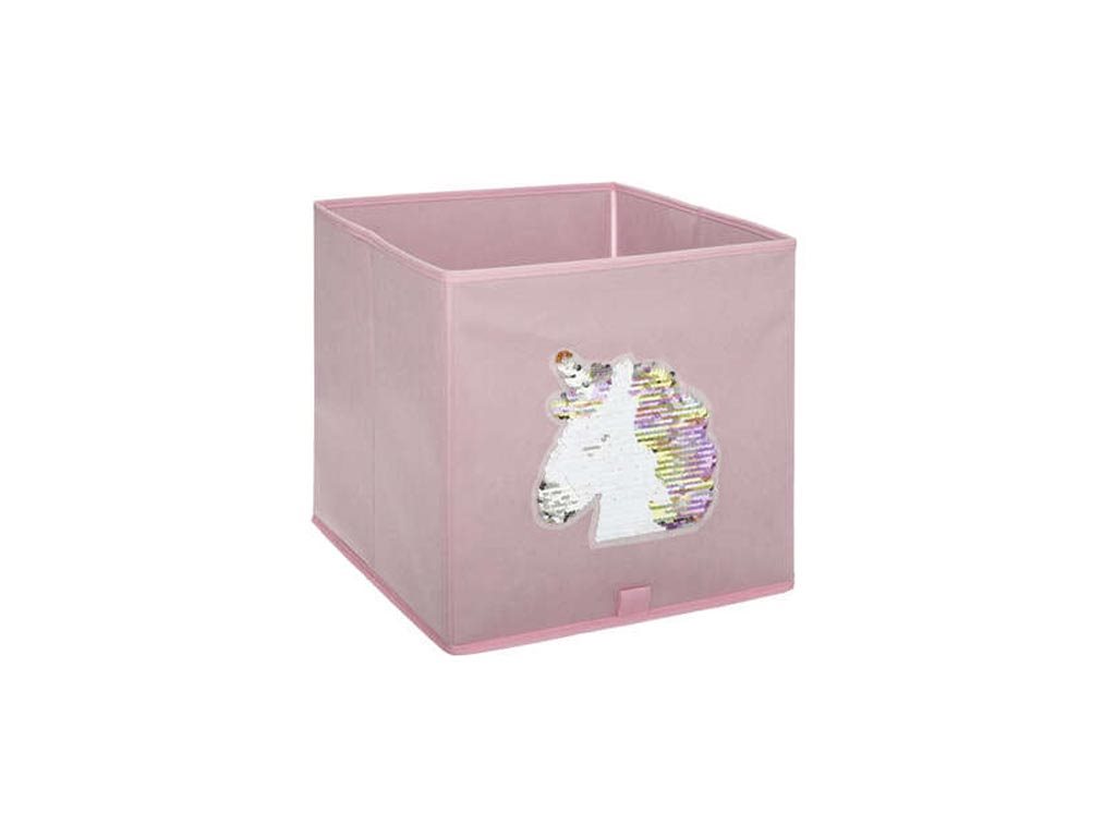 Πτυσσόμενο Παιδικό Κουτί Αποθήκευσης από Ύφασμα σε Ροζ χρώμα, 29.5x29x29 cm