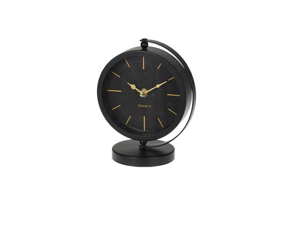 Μεταλλικό Αναλογικό Ρολόι επιτραπέζιο με μεταλλική βάση, σε 2 χρώματα, 16.5x10.5x20 cm Μαύρο