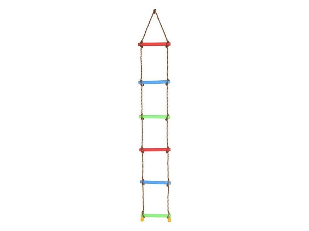 Παιδική σκάλα με σχοινιά και 6 ξύλινες δοκούς σε διαφορετικά χρώματα ύψους 2 μέτρων, Ladder