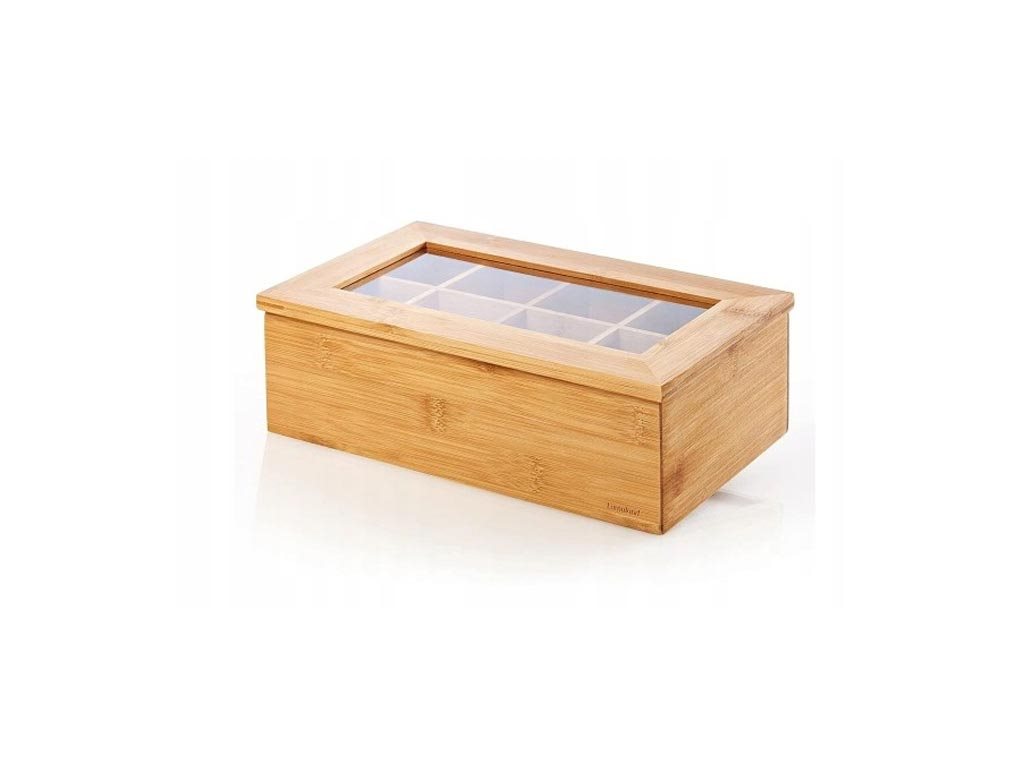 Κουτί αποθήκευσης για φακελάκια τσαγιού Tea box με 8 θέσεις από Bamboo, 32x20x6.5 cm