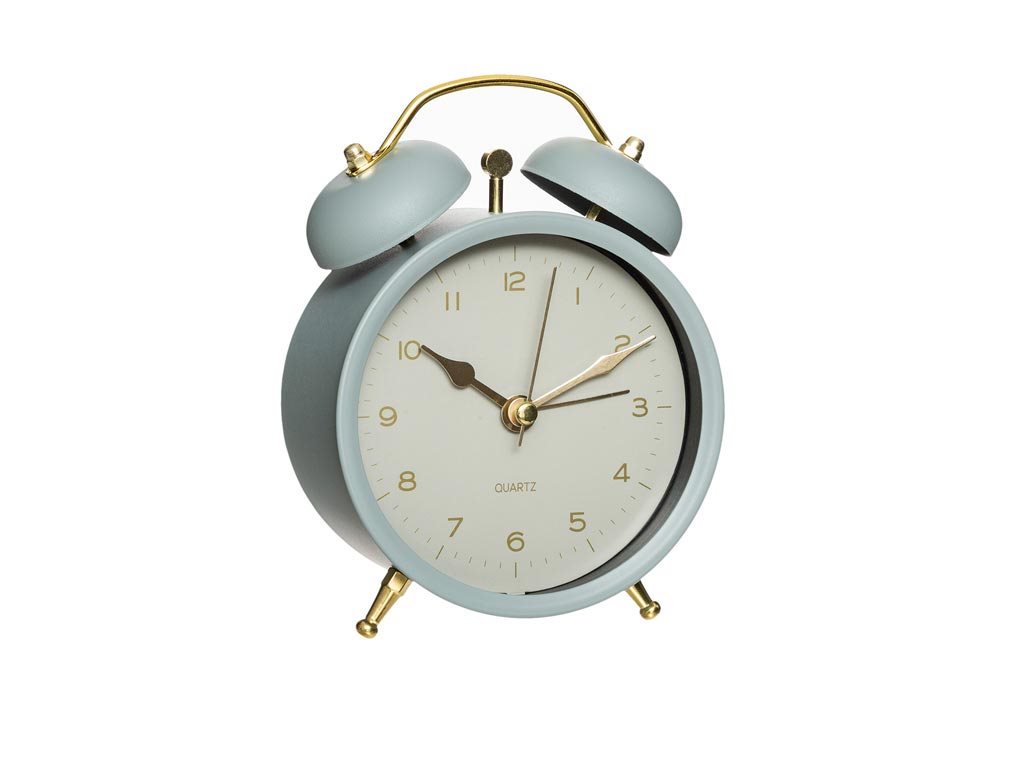 Μεταλλικό Vintage Ρολόι Ξυπνητήρι Με Διπλό Καμπανάκι 9.7x5.5x13.5 cm Γκρι