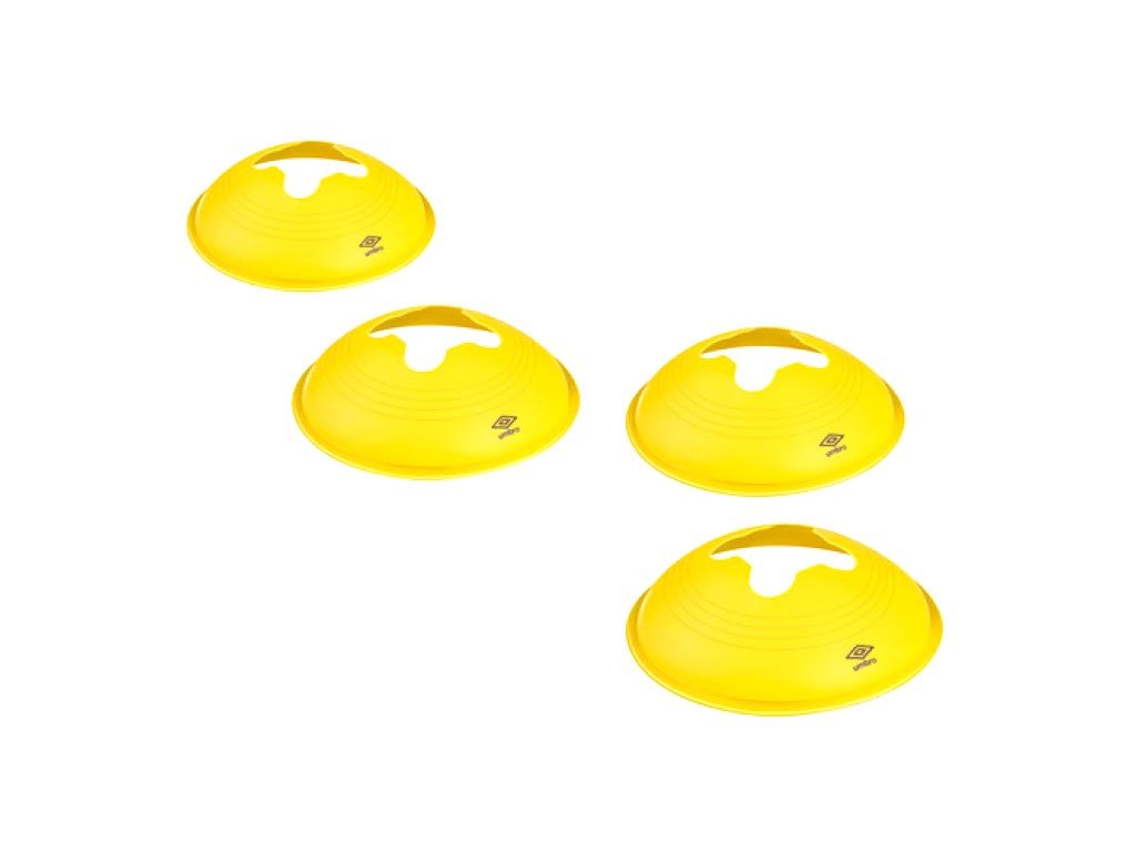 Umbro Σετ χωροδείκτες προπόνησης σημάδια θέσης 4 τεμαχίων σε κίτρινο χρώμα, 19x19x5 cm