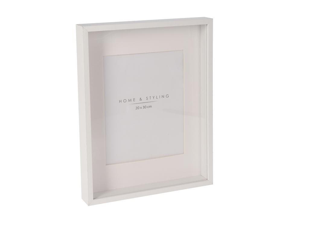 Ξύλινη Κορνίζα Παραλληλόγραμμη με Λευκό πλαίσιο 30x38 cm, Photoframe