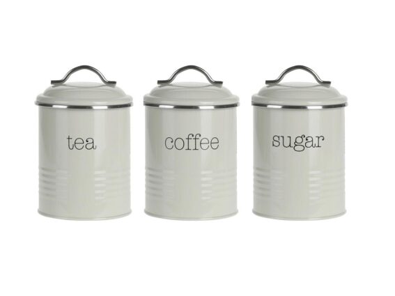 Σετ Μεταλλικά Βάζα 3 τεμαχίων για Καφέ, Ζάχαρη και Τσάι, 36x17x10 cm Γκρι