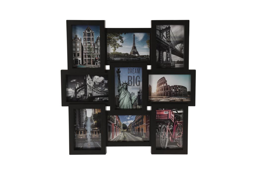 Πολυκορνίζα Κορνίζα Τοίχου για 9 φωτογραφίες με Μαύρο Πλαίσιο 47x46.5x3.5 cm, Photo frame